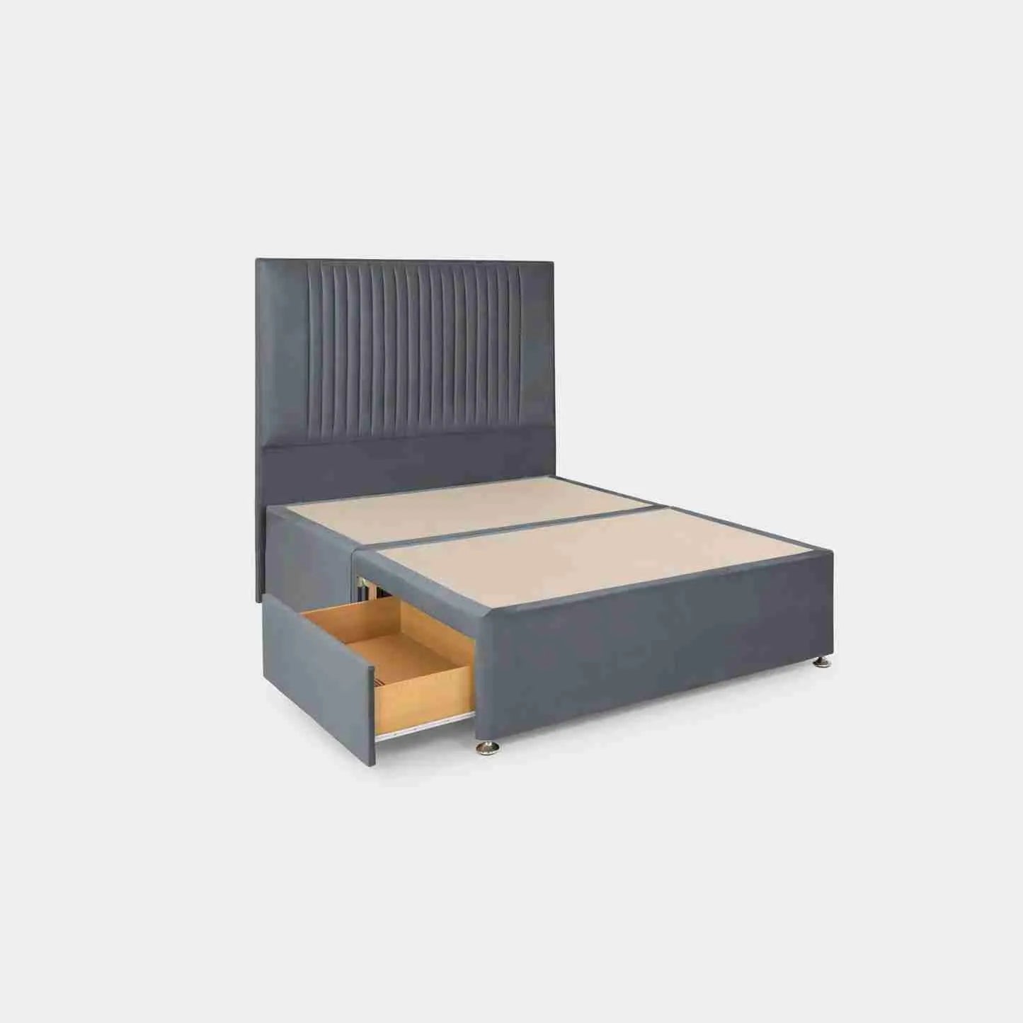 Bea Range Sage Steel Bed Frame – Double & King Size Upholstered Bed with Storage