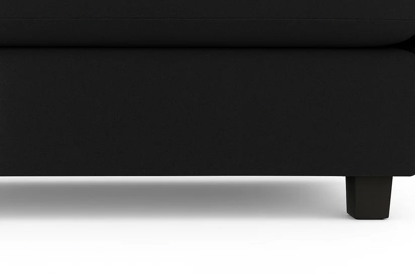 Carnaby Cinema Black U-Shape Corner Sofa – Large Linen Fabric Sofa with Footstool | UK