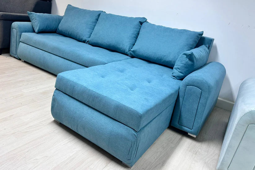 Berlin Universal Corner Sofa Bed with Storage – Sky Blue
