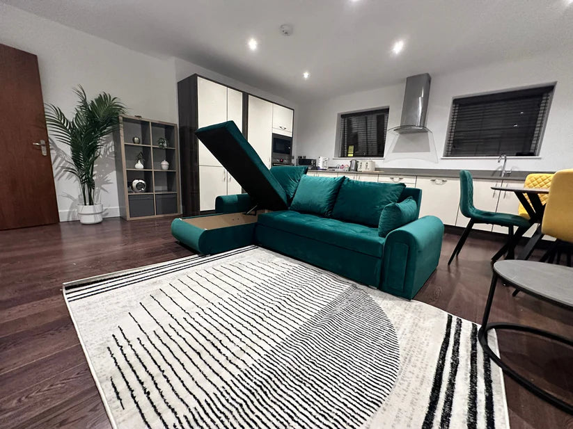 Berlin Universal Corner Sofa Bed with Storage – Teal