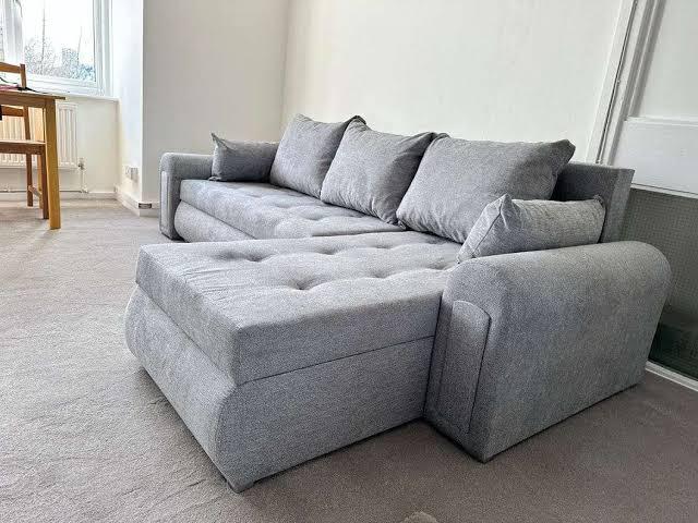 Berlin Universal Corner Sofa Bed with Storage – Light Grey Green