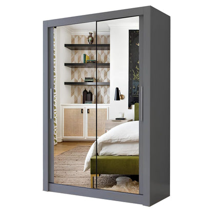 Milan Full Mirror Sliding Door Wardrobe – 100cm | White | Modern Bedroom Storage