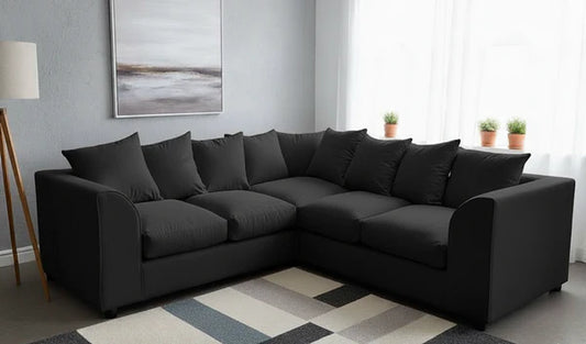 Dylon 5 Seater Corner Sofa Black – Modern L-Shaped Sofa for Stylish UK Living Rooms