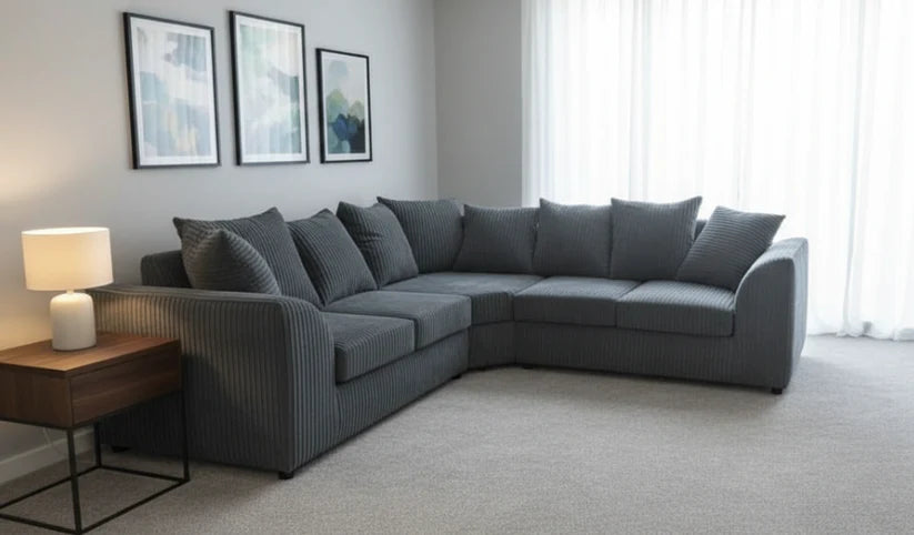 Jumbo Cord Corner Sofa – Luxury L-Shaped Sofa for Ultimate Comfort & Style