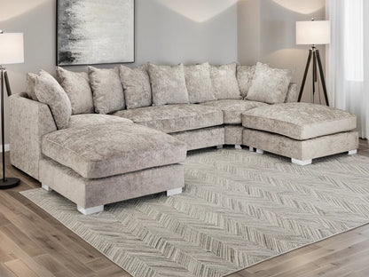 Bishop Truffle Scatterback U-Shape Corner Sofa – Large Luxury Chenille Family Sofa | UK