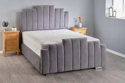 Luxury Velvet Panel Bed Frame with Mattress Options – Charcoal Grey | Single to Super King UK