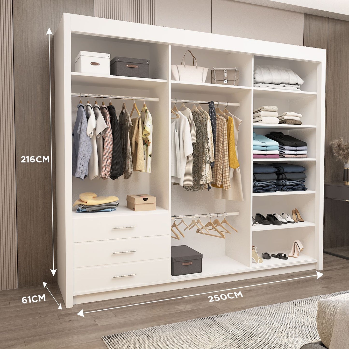LYON Sliding Door Wardrobe – Modern Design Available in 4 Colours | Fast UK Delivery