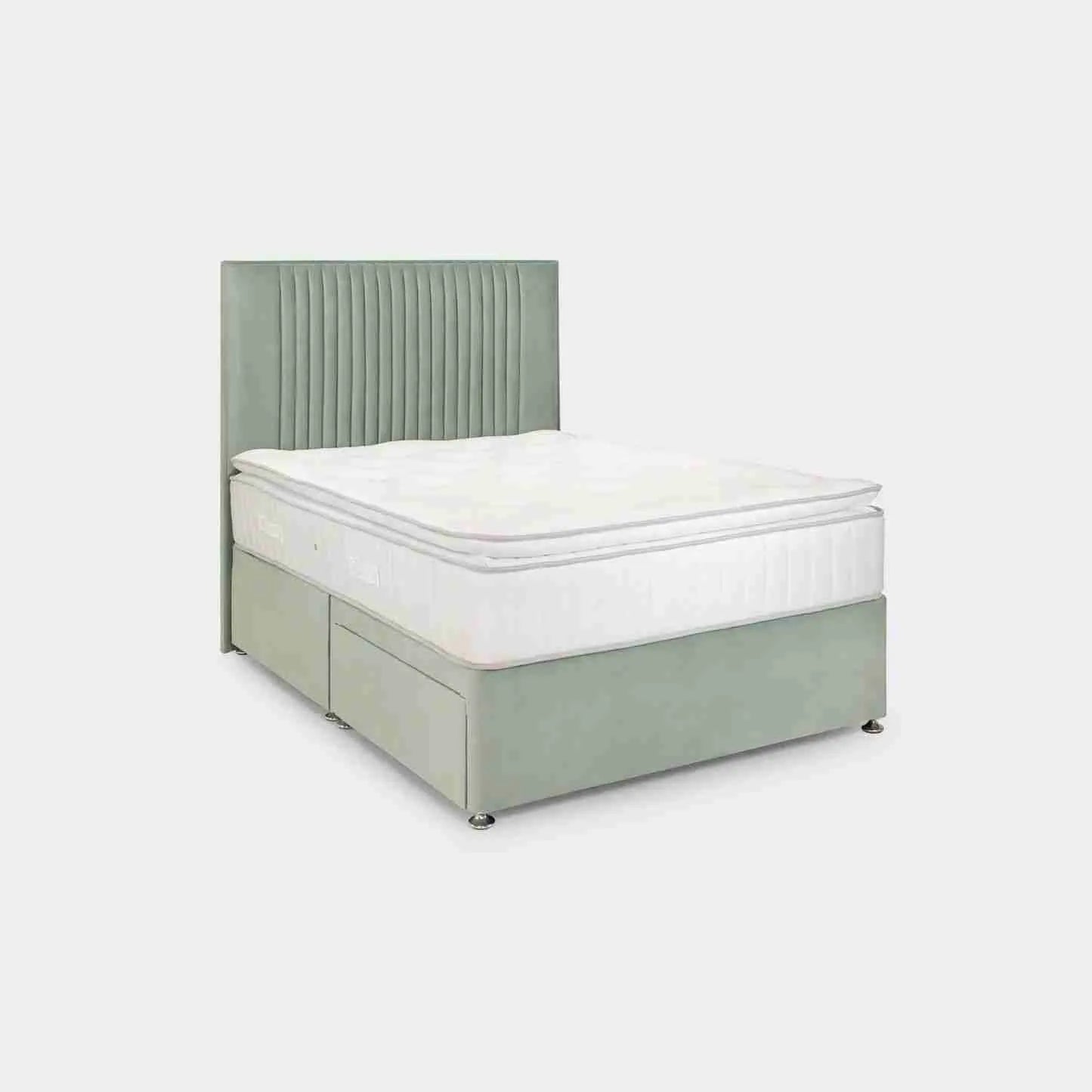Bea Range Sage Green Upholstered Bed Frame – Double & King Size with Ember Mattress Options