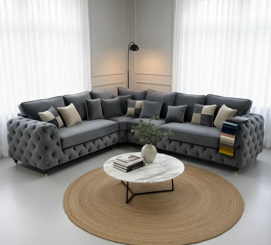 Ashton Grey Corner Sofa – Modern Fabric L-Shaped Sofa for UK Living Rooms