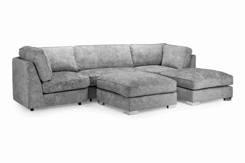 Bishop Alaska Platinum Fullback U-Shape Corner Sofa – Large Luxury Chenille Family Sofa | UK