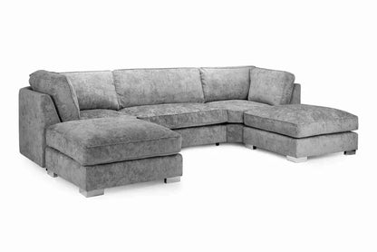 Bishop Alaska Platinum Fullback U-Shape Corner Sofa – Large Luxury Chenille Family Sofa | UK