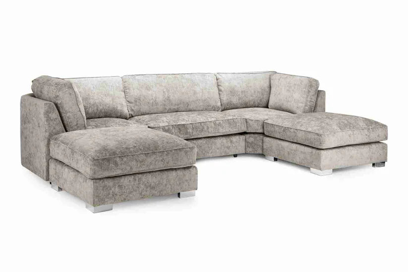 Bishop Truffle Fullback U-Shape Corner Sofa – Large Luxury Chenille U-Shaped Sofa | UK