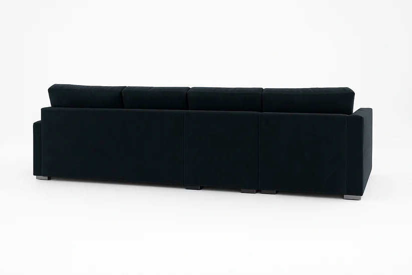 Bishop U-Shaped Velvet Sectional Sofa with Chaise – Luxury Black & Navy U-Shape Sofa | UK