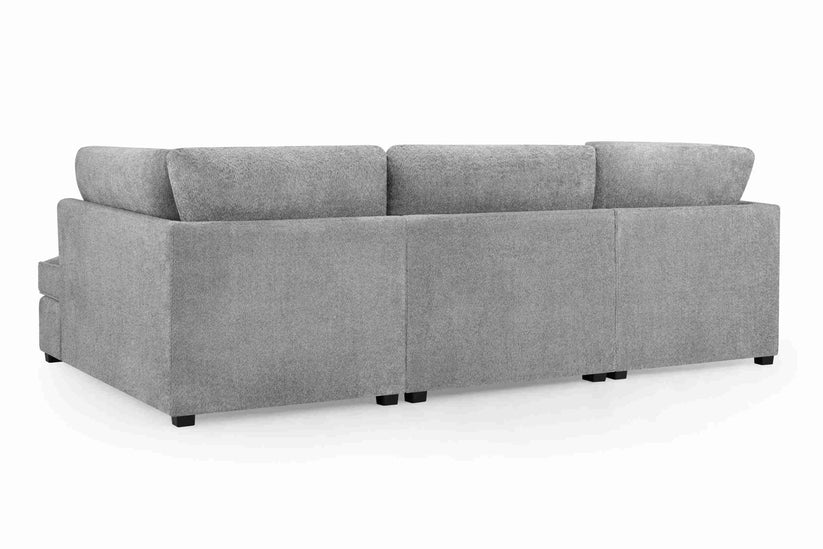 Carnaby Cinema U-Shape Sofa – Grey Bouclé Teddy Bear Fabric Corner Sofa with Footstool | UK