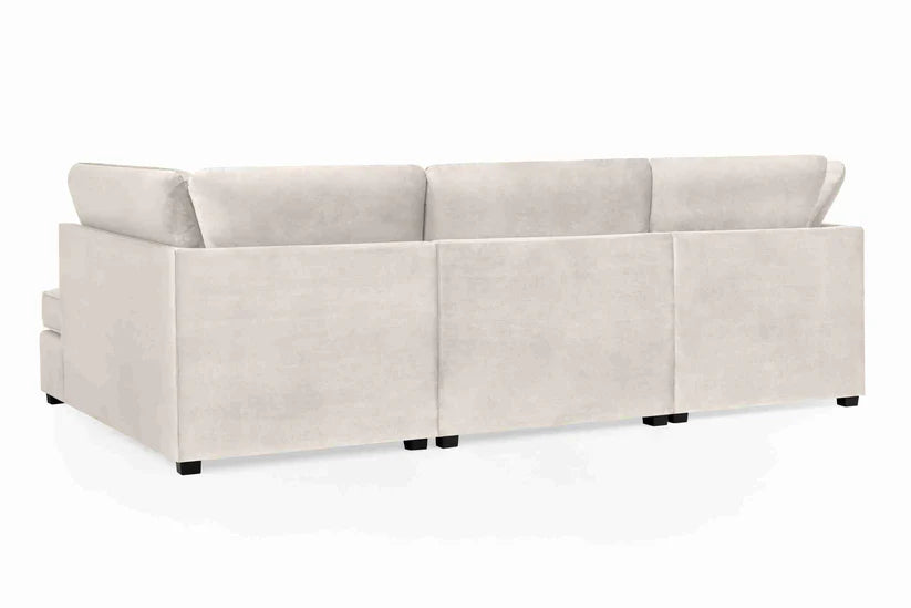 Carnaby Cinema U-Shape Sofa – Plush Beige Velvet Corner Sofa with Footstool | UK