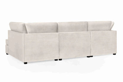 Carnaby Cinema U-Shape Sofa – Plush Beige Velvet Corner Sofa with Footstool | UK