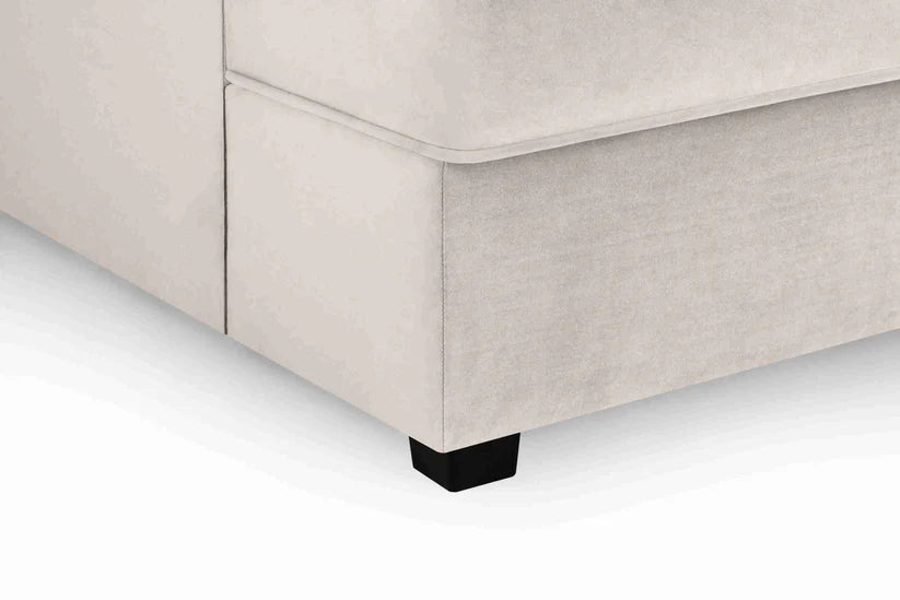 Carnaby Cinema U-Shape Sofa – Plush Beige Velvet Corner Sofa with Footstool | UK