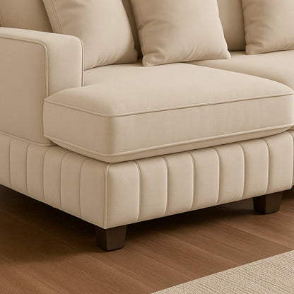 Lilly U-Shaped Corner Sofa Light Cream – Large Modern Fabric U-Shape Sofa | UK