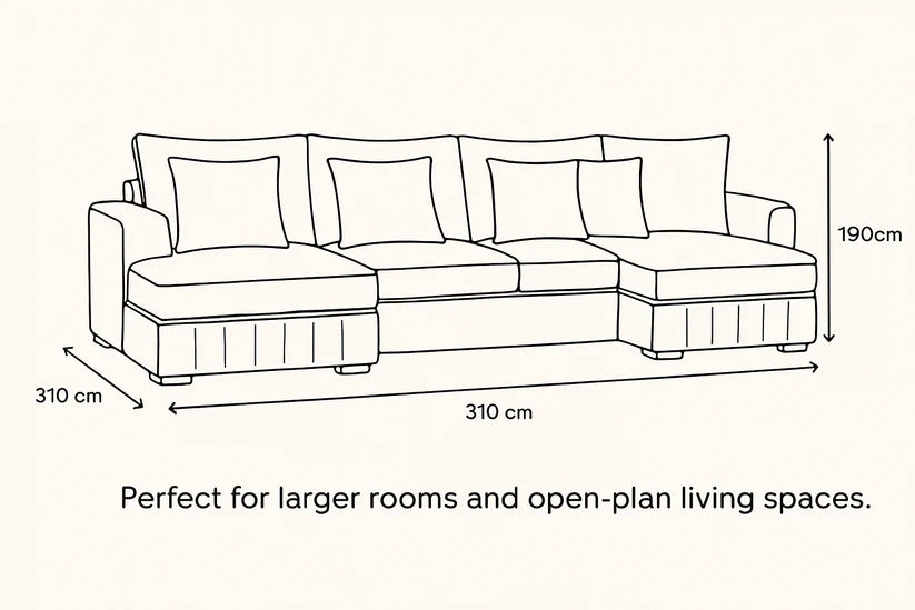 Lilly U-Shaped Corner Sofa Light Cream – Large Modern Fabric U-Shape Sofa | UK