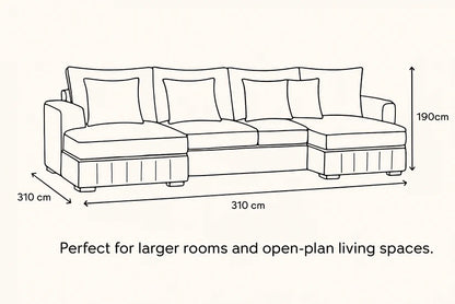 Lilly U-Shaped Corner Sofa Light Cream – Large Modern Fabric U-Shape Sofa | UK