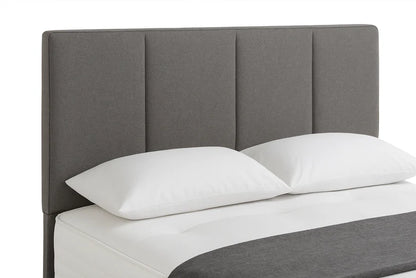 Grey Divan Bed with Mattress & Storage Options – Upholstered Panel Headboard | UK Sizes
