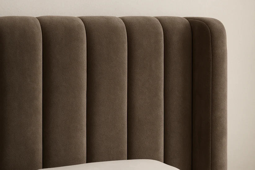 Luxury Velvet Upholstered Bed Frame with Wingback Headboard – Hotel Style Platform Bed UK