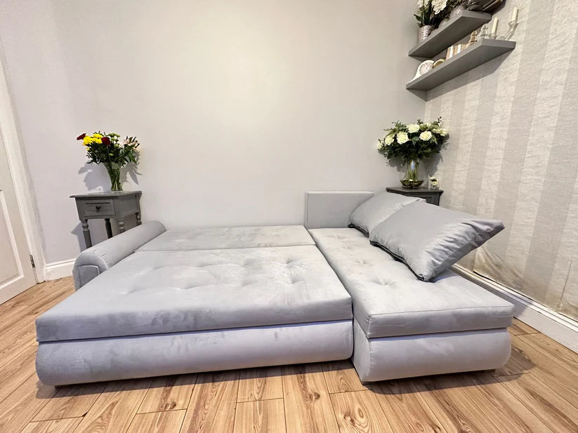 Berlin Universal Corner Sofa Bed with Storage – Silver