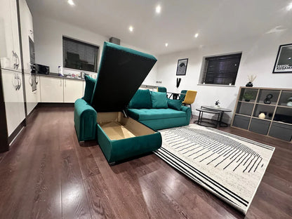 Berlin Universal Corner Sofa Bed with Storage – Teal