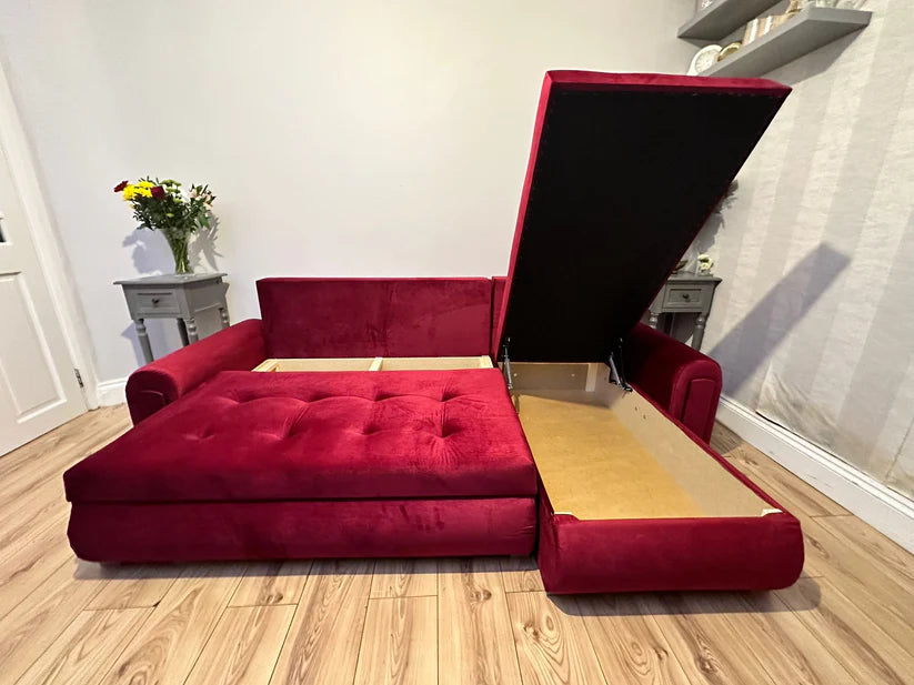Berlin Universal Corner Sofa Bed with Storage – Maroon