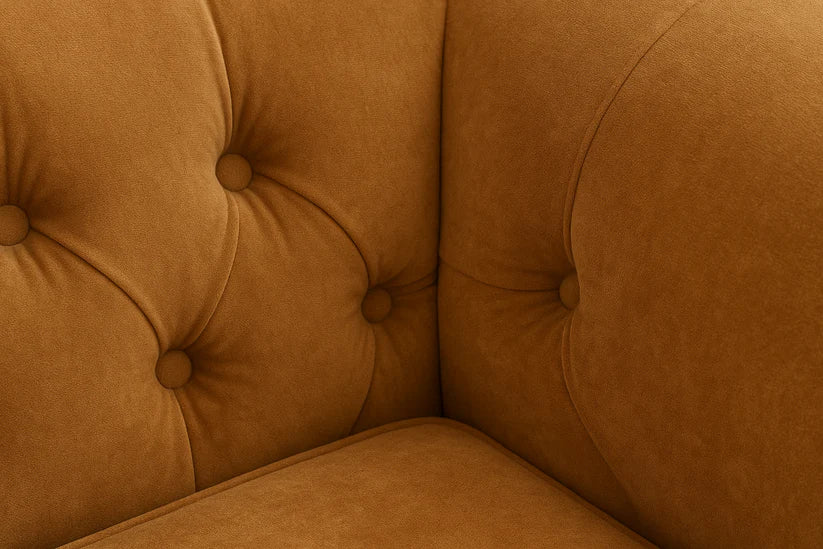 Chesterfield Scroll Wingback Velvet Bed – Camel Beige | Luxury Tufted Bed Frame UK