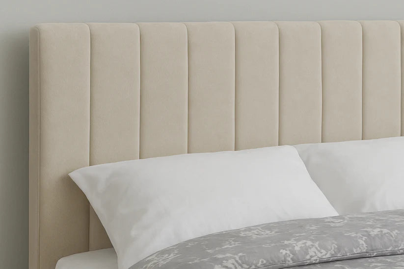 Luxury Upholstered Bed Frame with Fluted Headboard & Optional Mattress