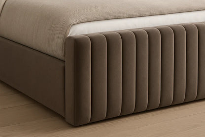 Luxury Velvet Upholstered Bed Frame with Wingback Headboard – Hotel Style Platform Bed UK