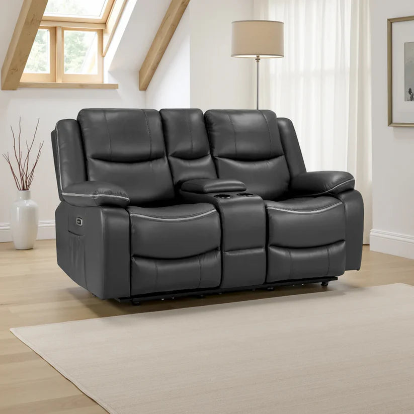 Harald Electric Recliner 2 Seater Sofa in Black