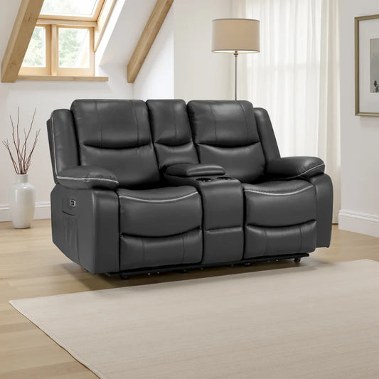 Harald Electric Recliner 2 Seater Sofa in Black