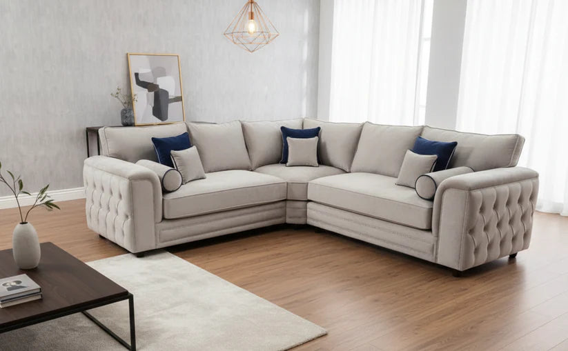 Harrison Corner Sofa Cream – Elegant Fabric Corner Sofa for UK Living Rooms