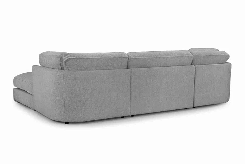 Inga Fullback Grey U-Shape Corner Sofa – Large Bouclé Fabric Family Sofa | UK