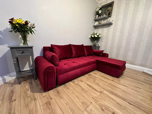 Berlin Universal Corner Sofa Bed with Storage – Maroon