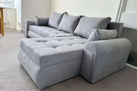 Berlin Universal Corner Sofa Bed with Storage – Light Grey Green