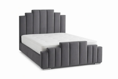 Luxury Velvet Panel Bed Frame with Mattress Options – Charcoal Grey | Single to Super King UK