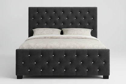 Luxury Upholstered Velvet Bed with Diamond Button Detailing – Single to Super King Bed Frame UK