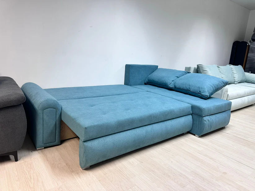 Berlin Universal Corner Sofa Bed with Storage – Sky Blue