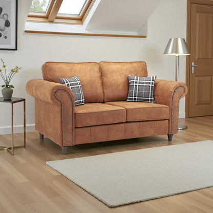 Oakland Faux Leather 2 Seater Sofa in Tan
