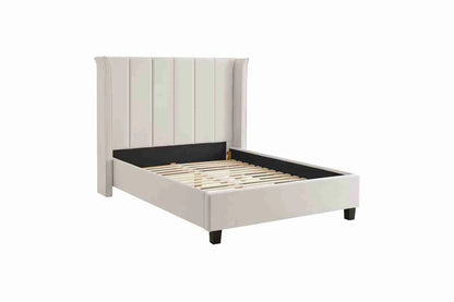 Polaris Bed Frame Natural Double | Sustainable Velvet Bed 4ft6 UK