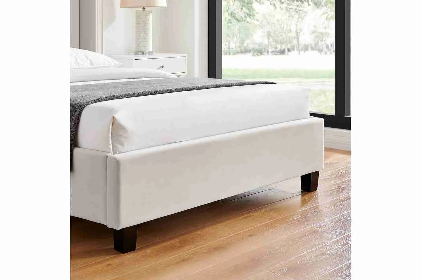 Polaris Bed Frame Natural Double | Sustainable Velvet Bed 4ft6 UK