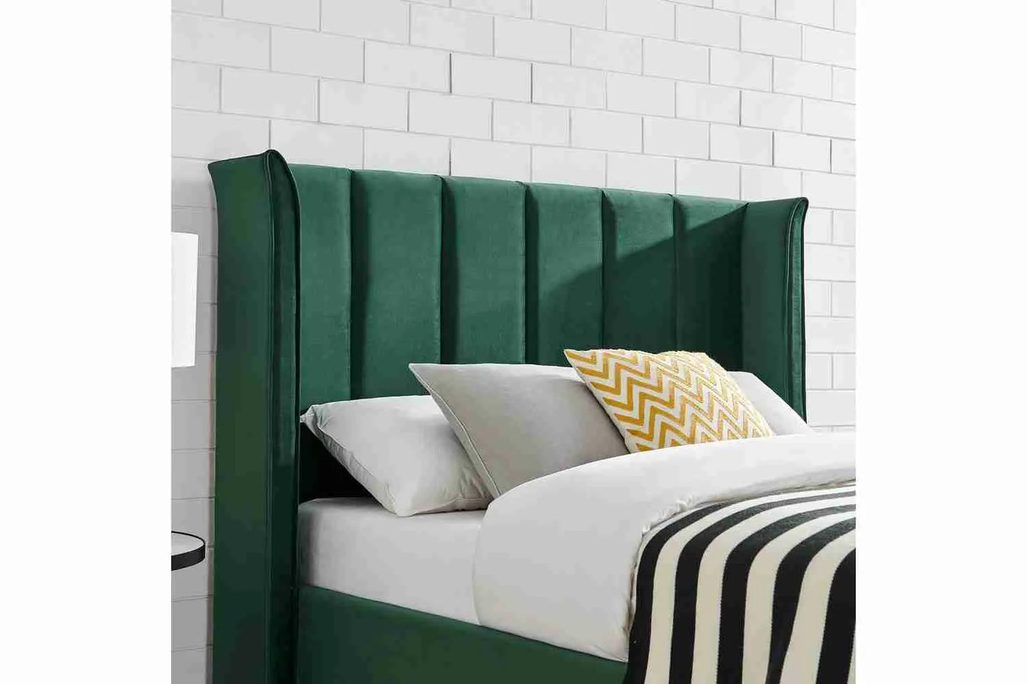 Polaris Green Velvet Ottoman Storage Bed Frame – King Size Bed with Lift-Up Storage