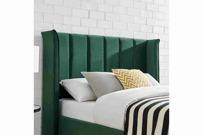 Polaris Green Velvet Ottoman Storage Bed Frame – King Size Bed with Lift-Up Storage