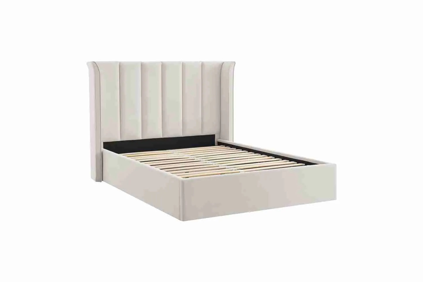 Polaris Bed Frame Natural Ottoman Double | Velvet Storage Bed 4ft6 UK