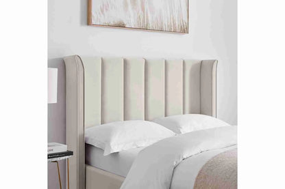 Polaris Bed Frame Natural Ottoman Double | Velvet Storage Bed 4ft6 UK