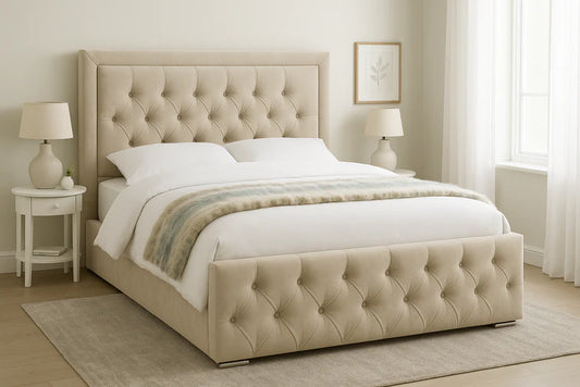Luxury Chesterfield Upholstered Velvet Bed Frame – Diamond Tufted Plush Bed | Single to Super King UK
