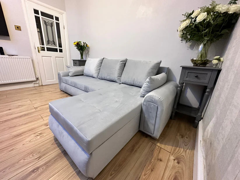 Berlin Universal Corner Sofa Bed with Storage – Silver